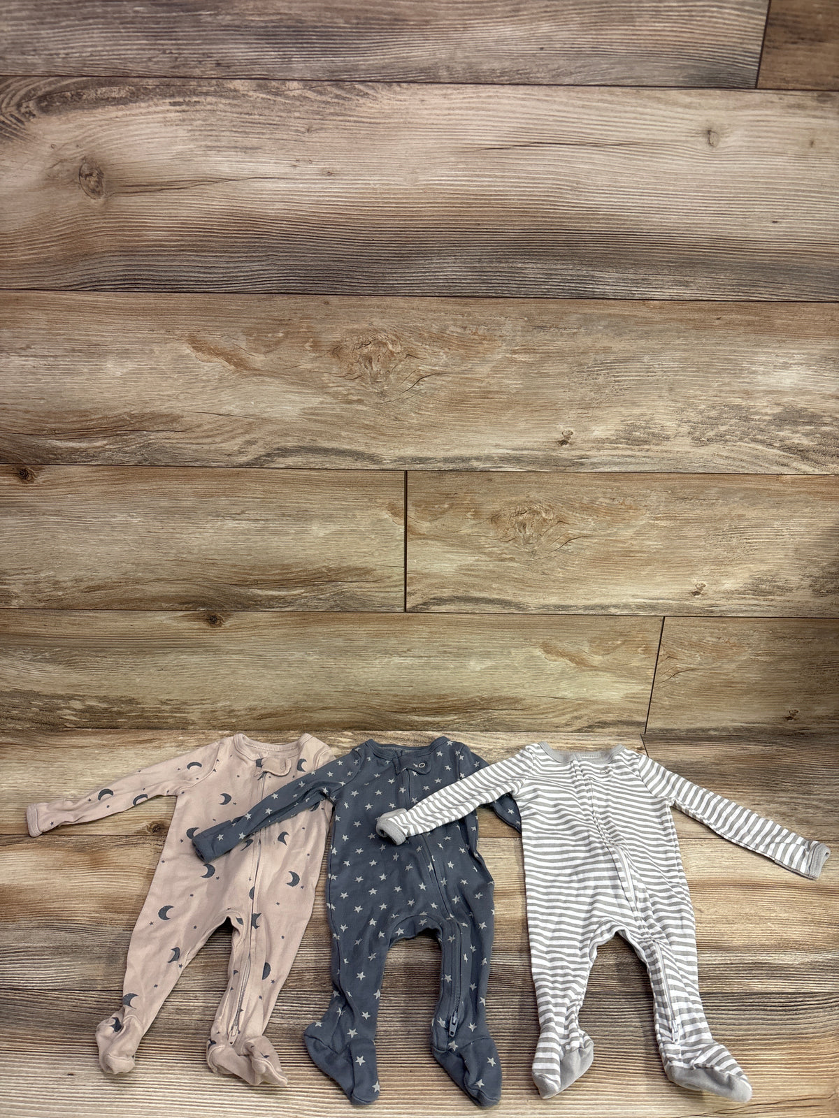 Cloud Island 3pk Sleepers Grey sz Newborn