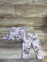 Disney Baby 2pc Minnie Mouse Ribbed Peplum Top & Pants Set Lilac sz 12m