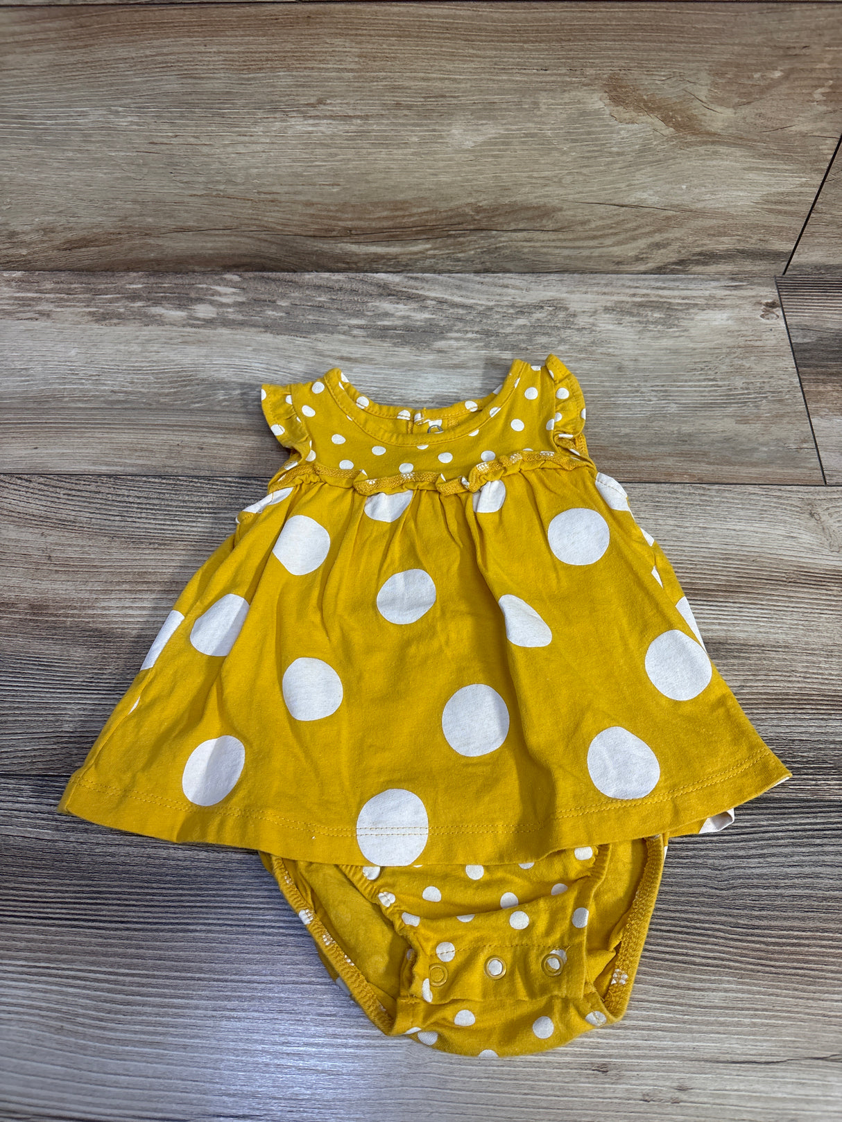 Carter's Polka Dot Bodysuit Dress Yellow sz 9m