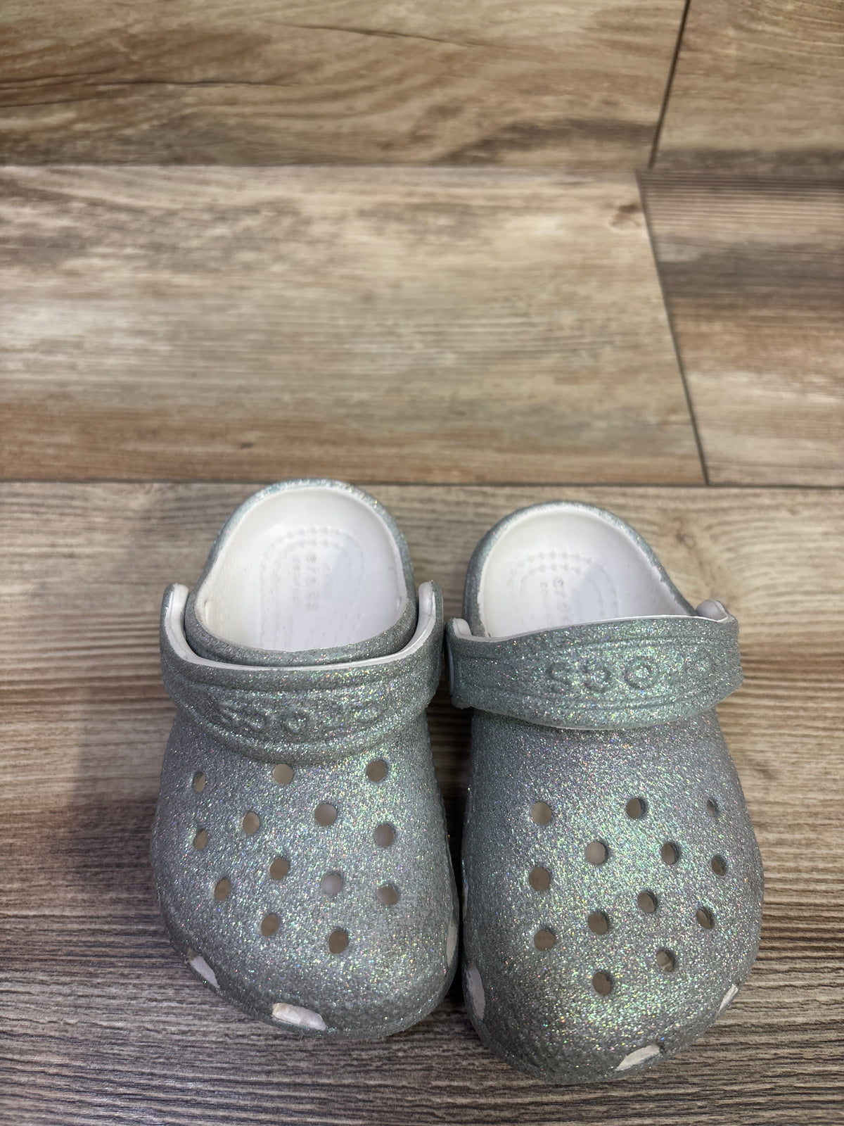 Crocs Classic Glitter Clogs Silver sz 5c