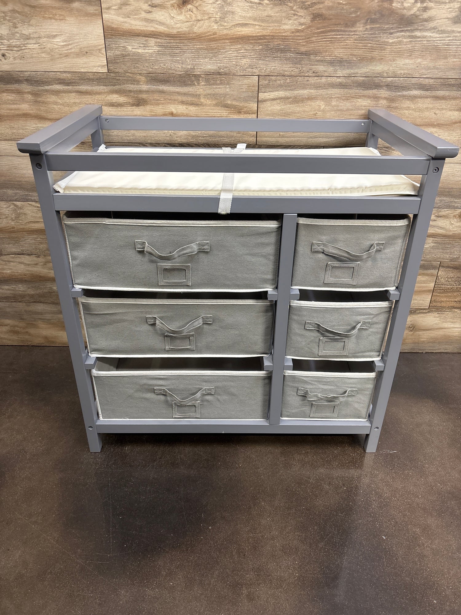 Badger Basket Modern Baby Changing Table with Six Baskets - Gray