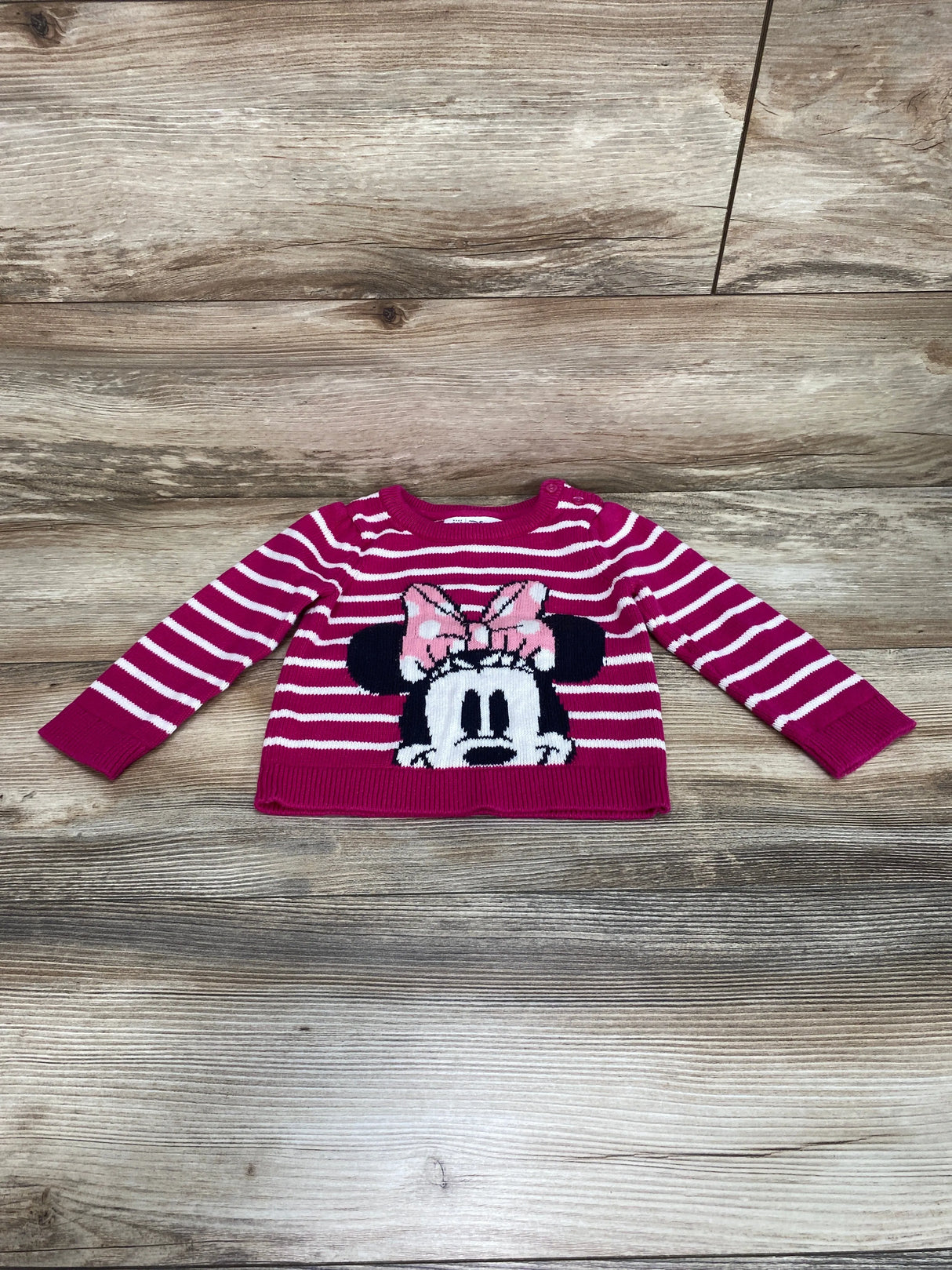 Baby Gap Disney Minnie Mouse Striped Sweater Pink sz 18-24m