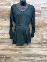 Sonoma Maternity Rib Knit Long Sleeve Waist Tie Shirt Green sz XL