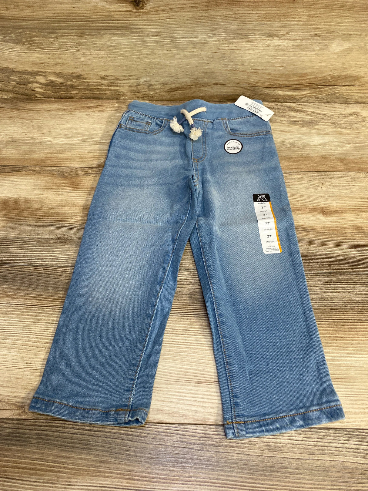 NEW Okie Dokie Straight Drawstring Blue Jeans sz 3T