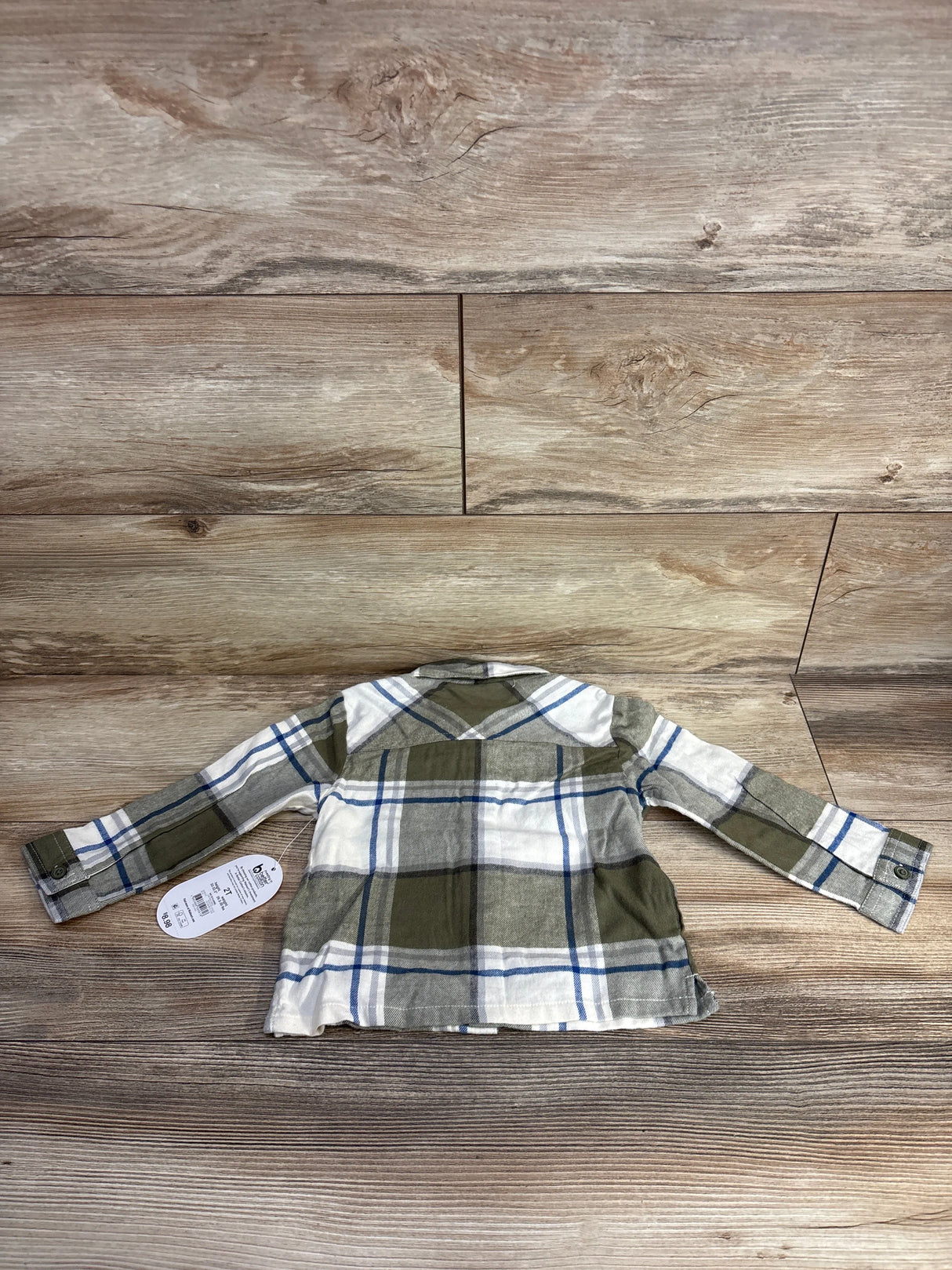 Wonder Nation Plaid Button Up Flannel Green sz 2T