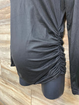 NEW Ekouaer Long Sleeve Ruched Shirt Black sz Medium