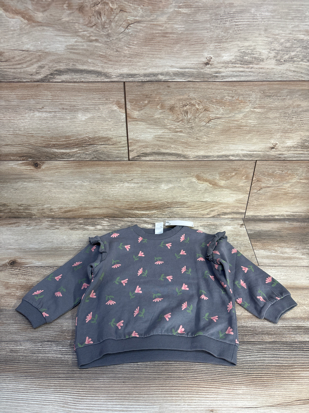 NEW H&M Floral Pullover Sweatshirt Grey sz 12-18m