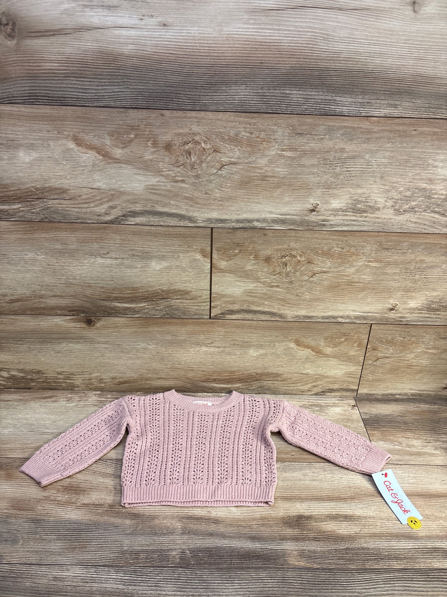 NEW Cat & Jack Crochet Sweater Pink sz 12m