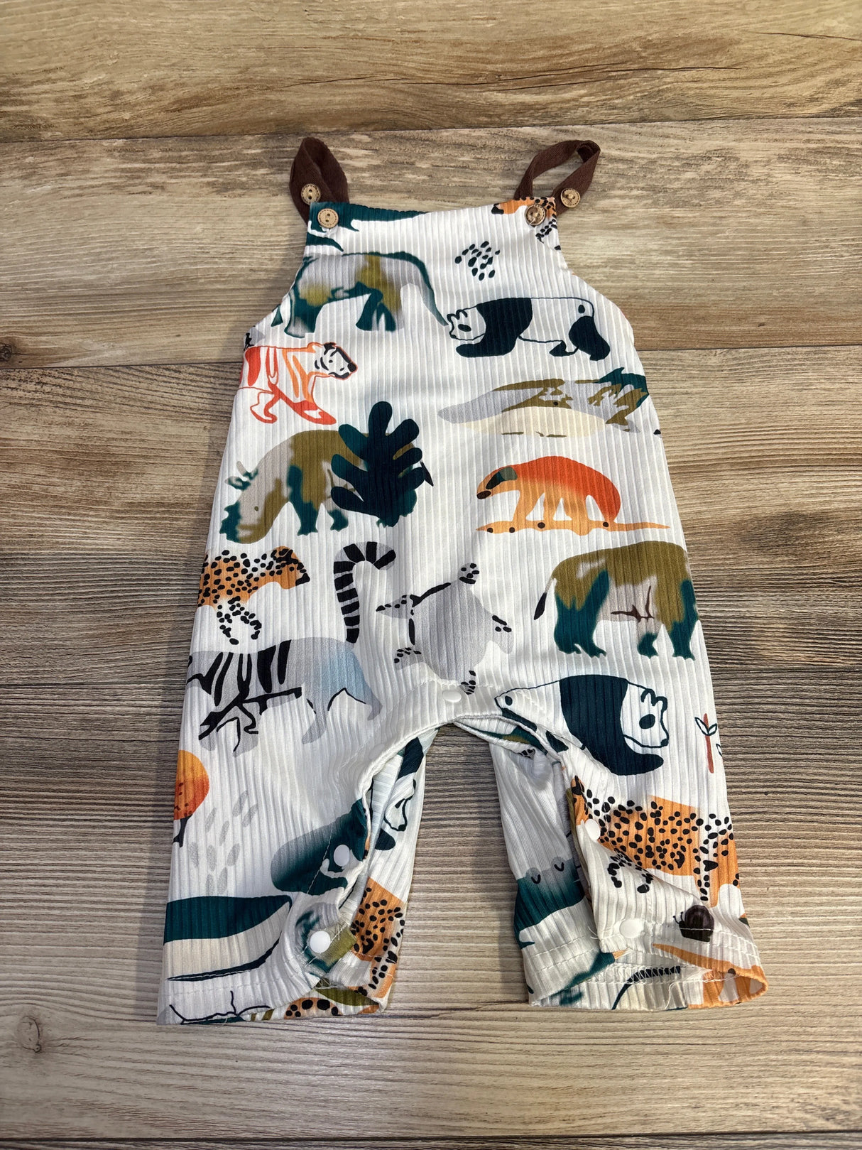 Animal Print Ribbed Jumpsuit White sz 6m