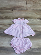 Ralph Lauren 2pc Striped Knit Oxford Dress & Bloomers Set Pink sz 12m
