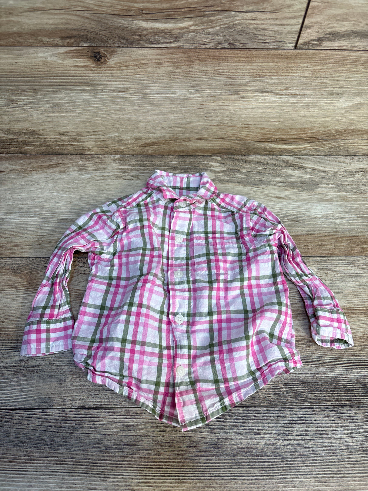 Carter's Plaid Button Up Shirt Pink sz 6-9m
