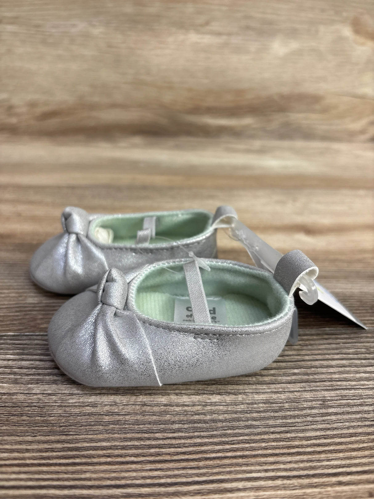 NEW Child of Mine Bow Soft Sole Shoes Grey sz 0/1c