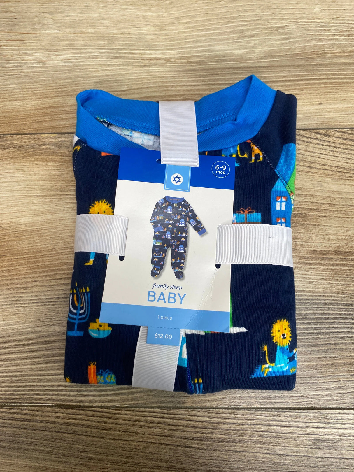 NEW Wondershop Hanukkah Sleeper Lions Navy sz 6-9m