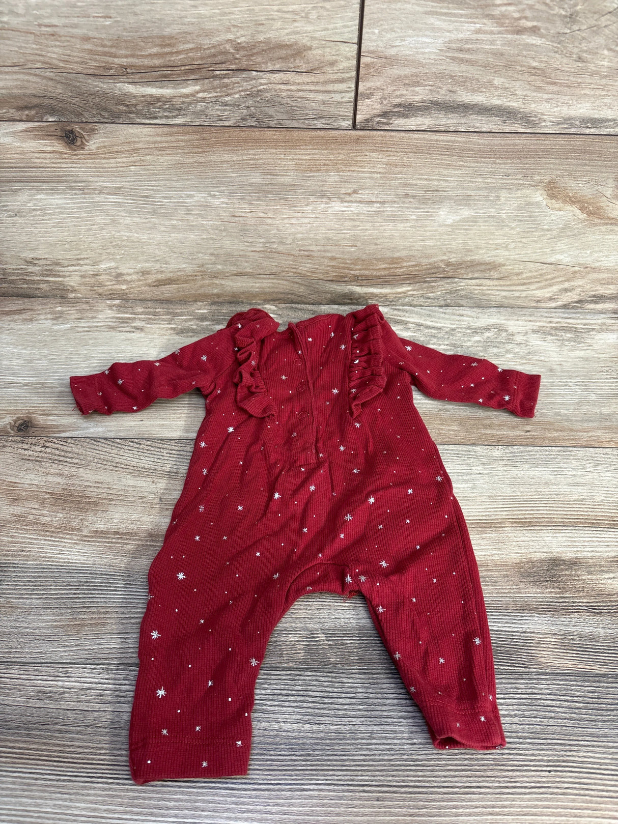 Jessica Simpson Ruffled Sparkle Coverall Burgundy sz 0-3m