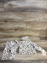 Kids leopard print hoodie and leggings set on wooden background