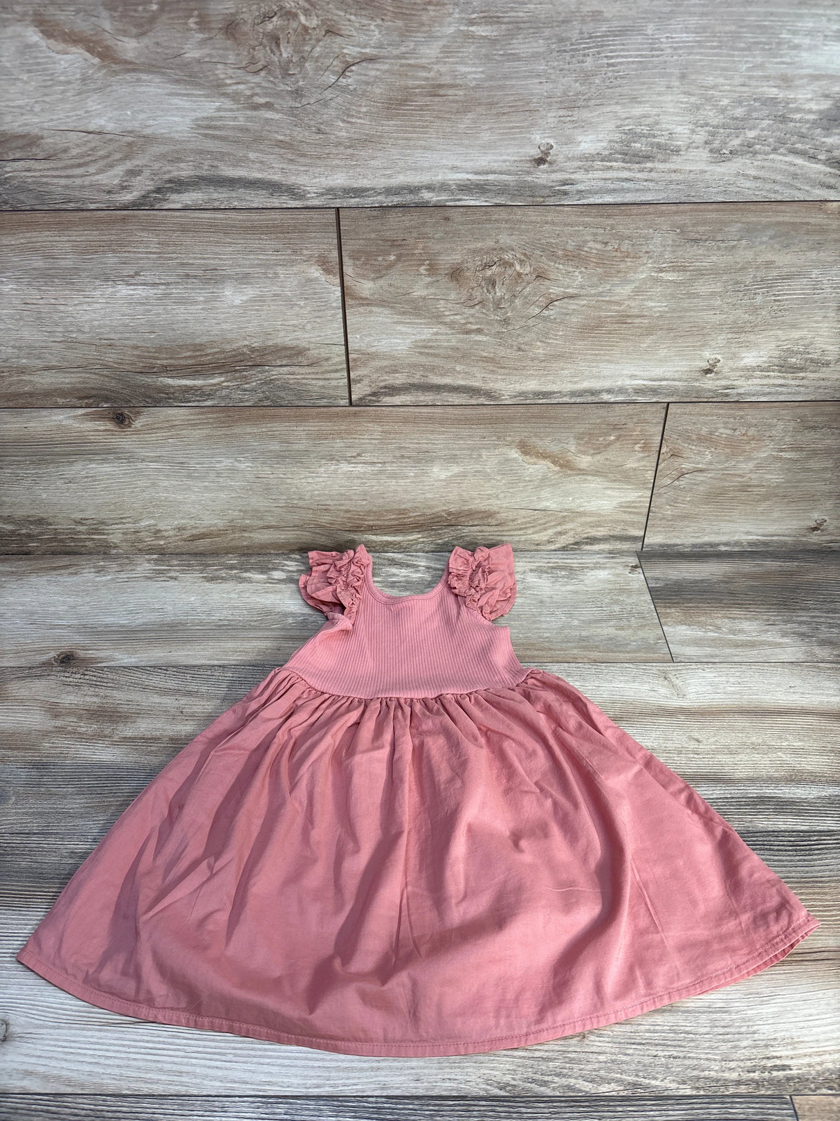 Janie & Jack Ribbed Ruffle Sleeve Dress Pink sz 3T