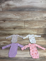 Carter's 4pk Apple Print Long Sleeve Bodysuits Pink sz Preemie