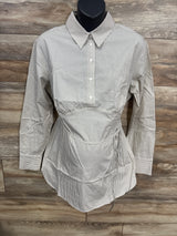 NEW Gap Maternity Popover Shirt Chino Beige Stripe sz XS