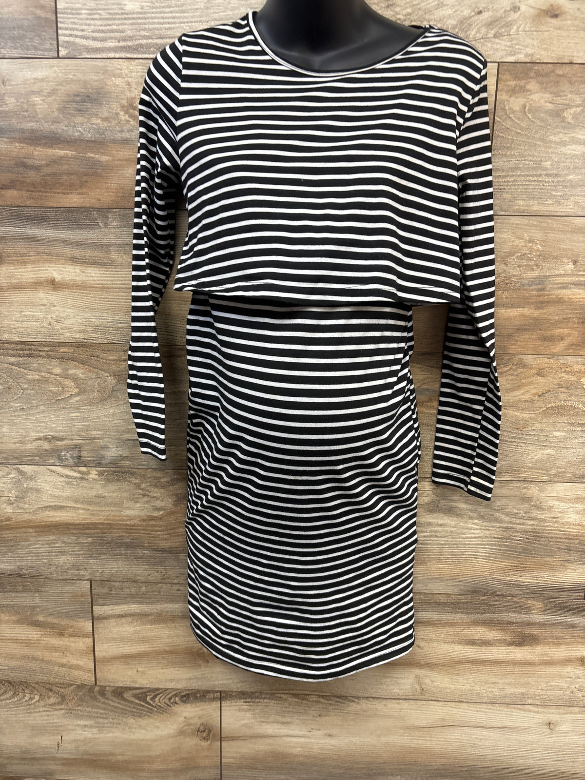 Shein Maternity Striped Nursing Dress Black sz Medium