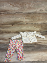 Laura Ashley 2pc Knit Ruffle Cardigan & Leggings Set Ivory sz 3-6m