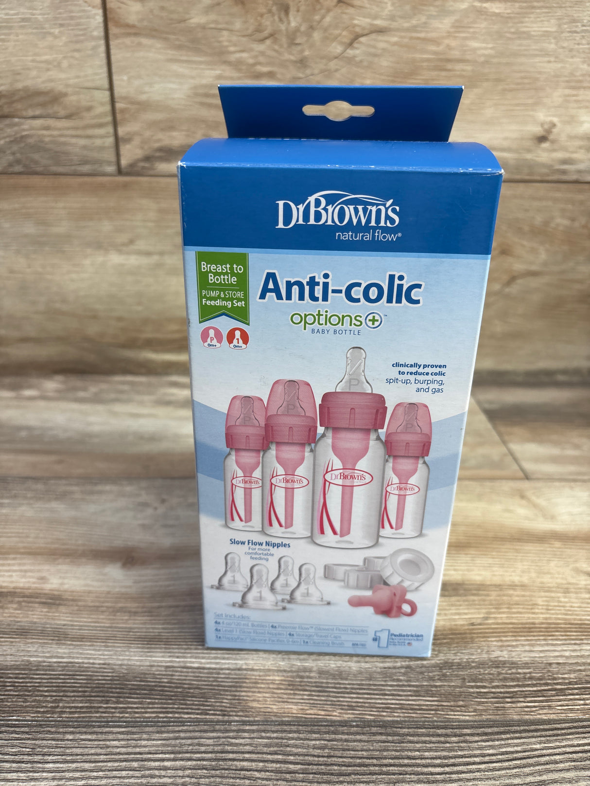 NEW Dr. Brown's Anti-Colic Breast To Bottle Pump & Store Feeding Set, Pink