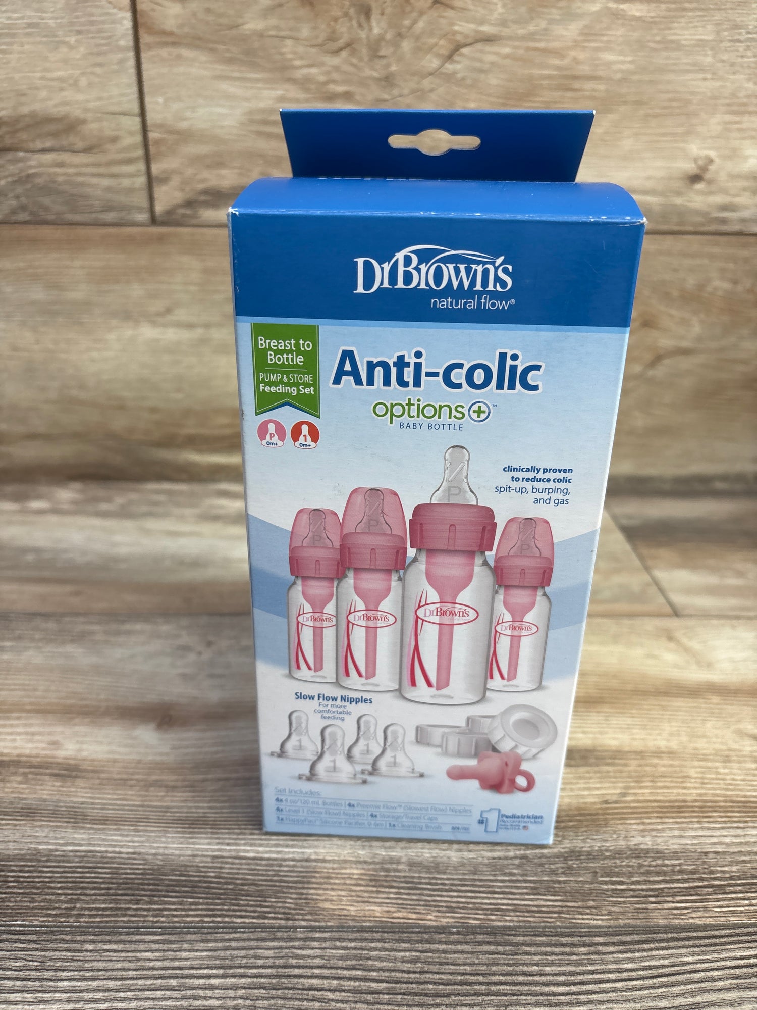 NEW Dr. Brown's Anti-Colic Breast To Bottle Pump & Store Feeding Set, Pink