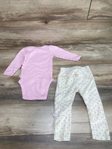 Just Born 2pc Born To Sparkle Bodysuit & Pants Pink sz 12m