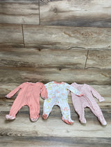 Cloud Island 3pk Sleepers Pink/White sz 0-3m