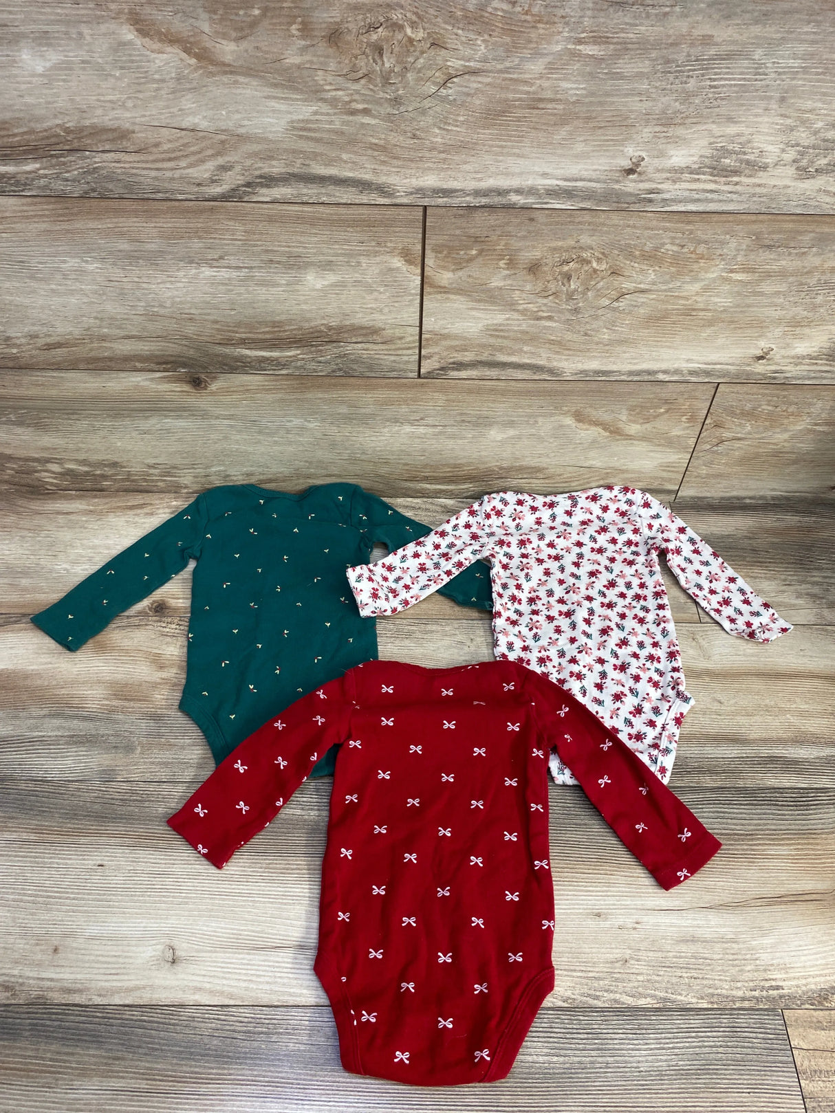 Carter's 3pk Mistletoe Bodysuits Set White sz 9m