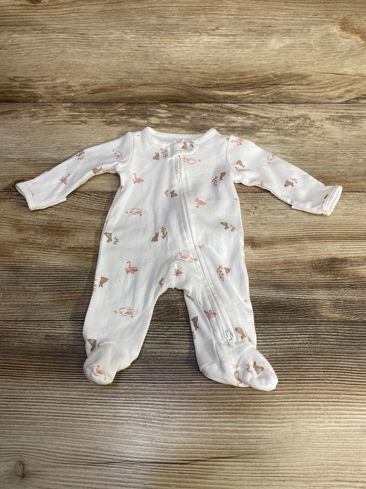 Child Of Mine Animal Print Sleeper White sz Preemie