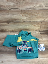 NEW Bluey 2pc Are We There Yet Sleeveless Pull Over Hoodie & Bottoms Set Teal sz 12m