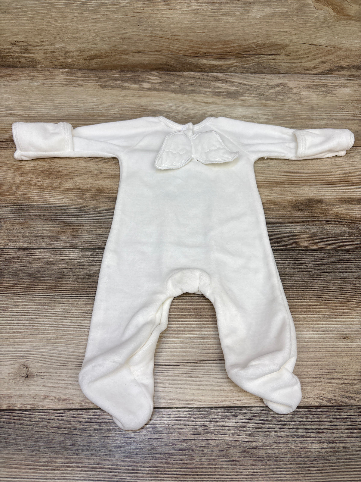 Mud Pie Daddy's Angel Velour Footed Coverall White sz 0-3m