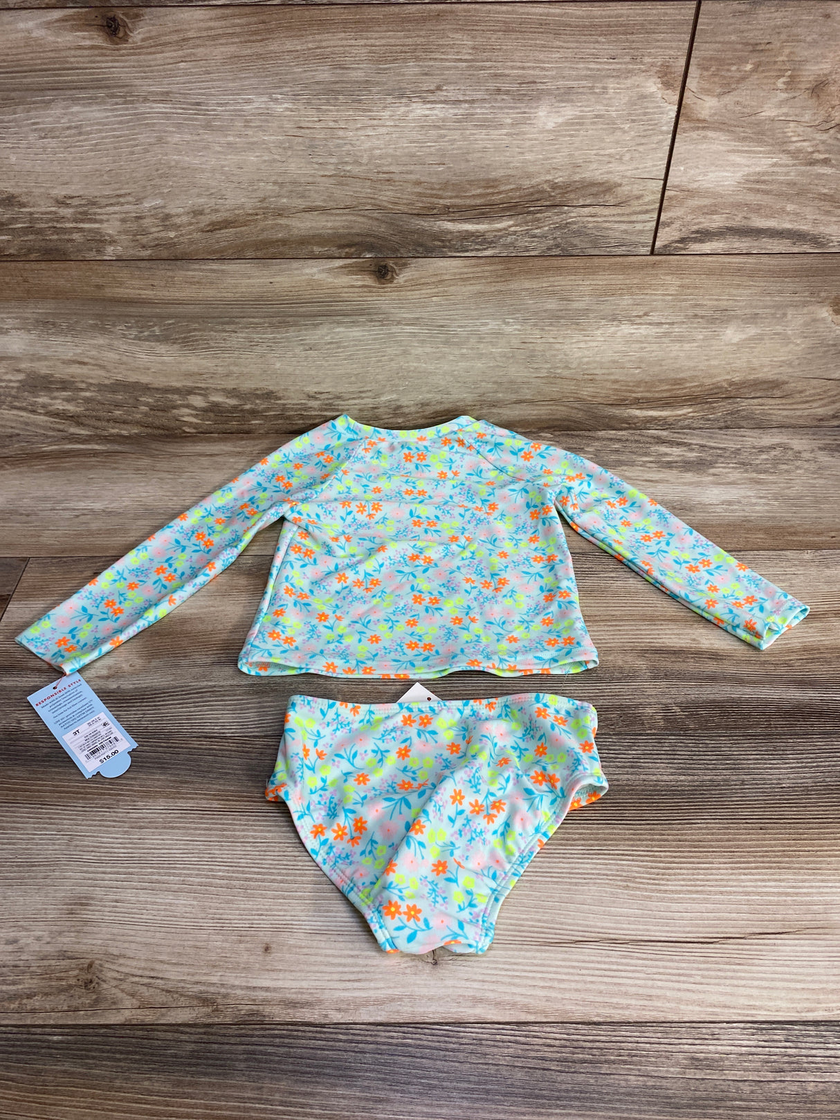 NEW Cat & Jack 2pc Floral Rashguard Set Mint sz 3T