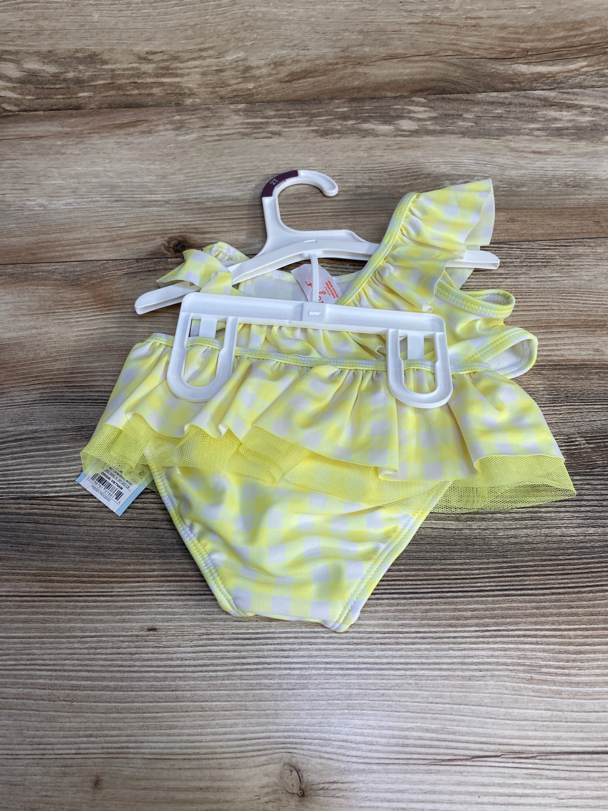 NEW Cat & Jack 2pc Gingham Swimsuit Set Yellow sz 2T