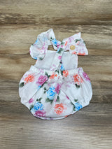 Floral Bubble Romper White sz 3-6m