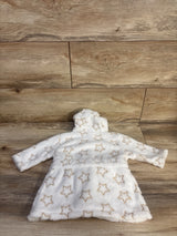 NEW DKNY Star Print Plush Hooded Bath Robe White sz 0-3m