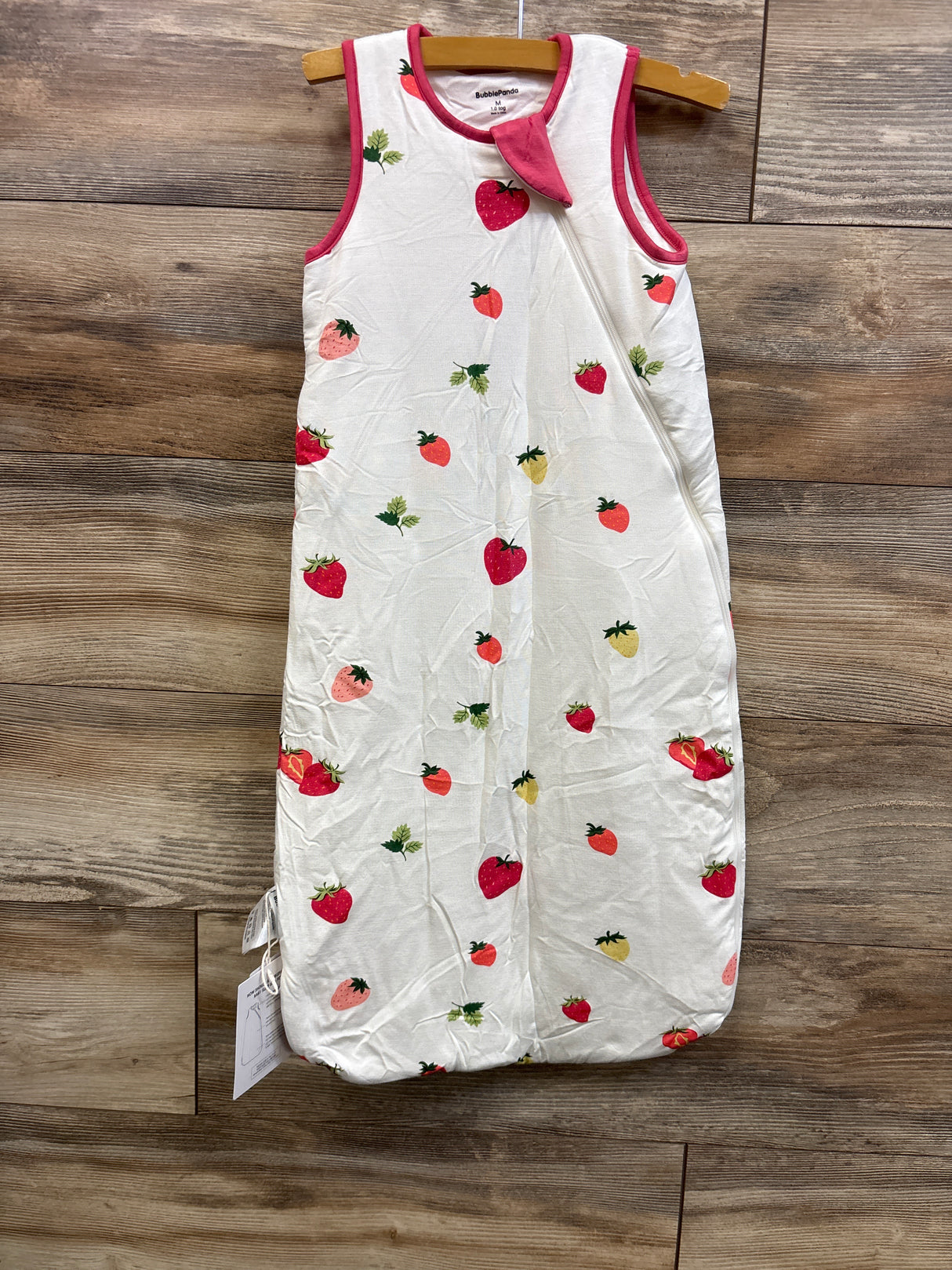 NEW BubblePanda 1.0 TOG Bamboo Sleep Sack Strawberry White sz M/6-12m