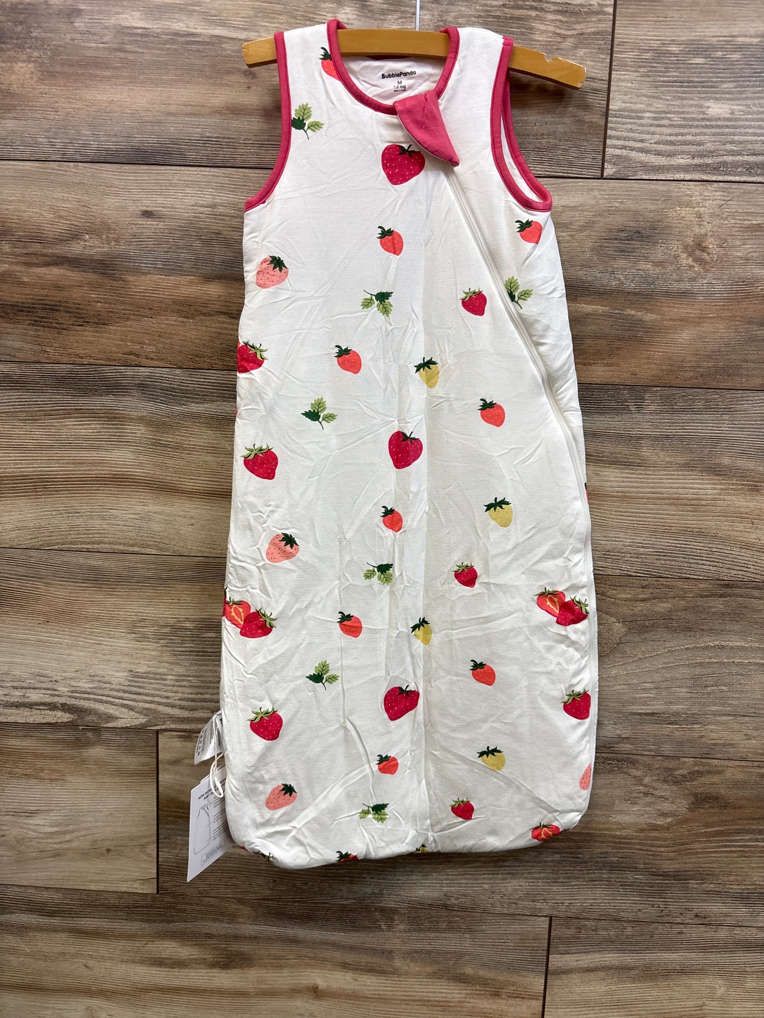 NEW BubblePanda 1.0 TOG Bamboo Sleep Sack Strawberry White sz M/6-12m