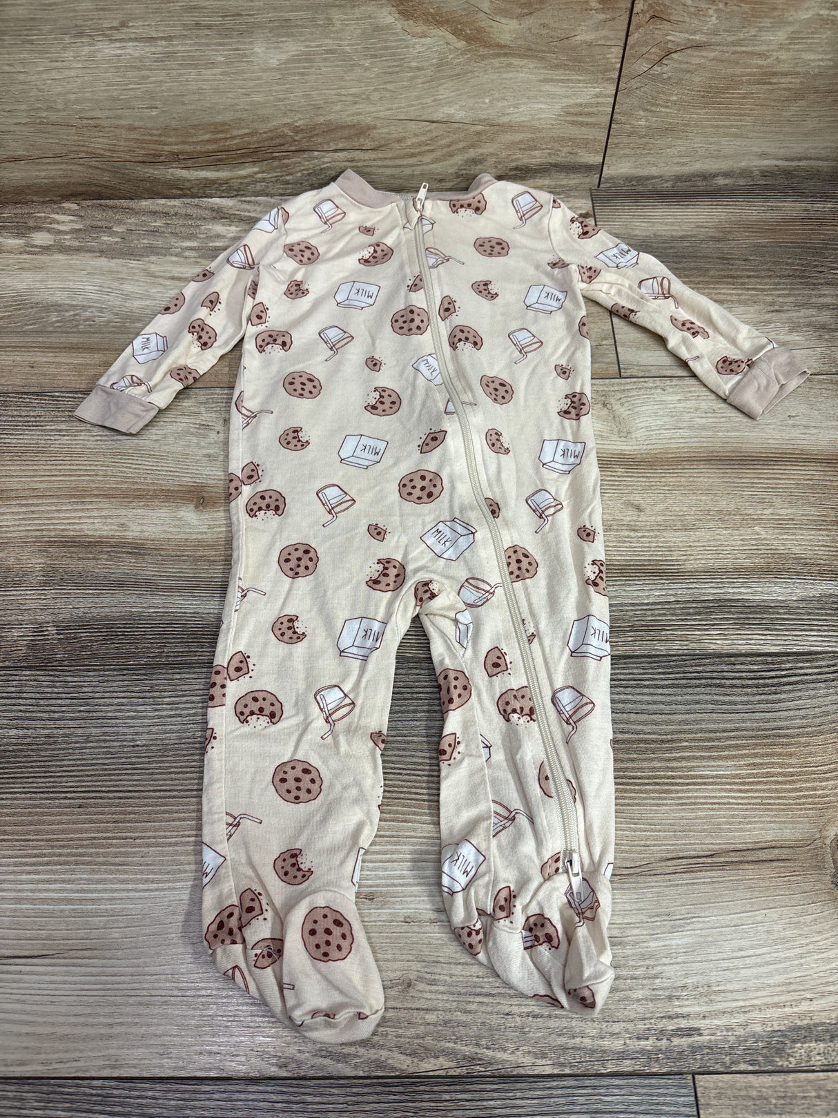 Milkberry Bamboo Cookies & Milk Footie Beige sz 3-6m