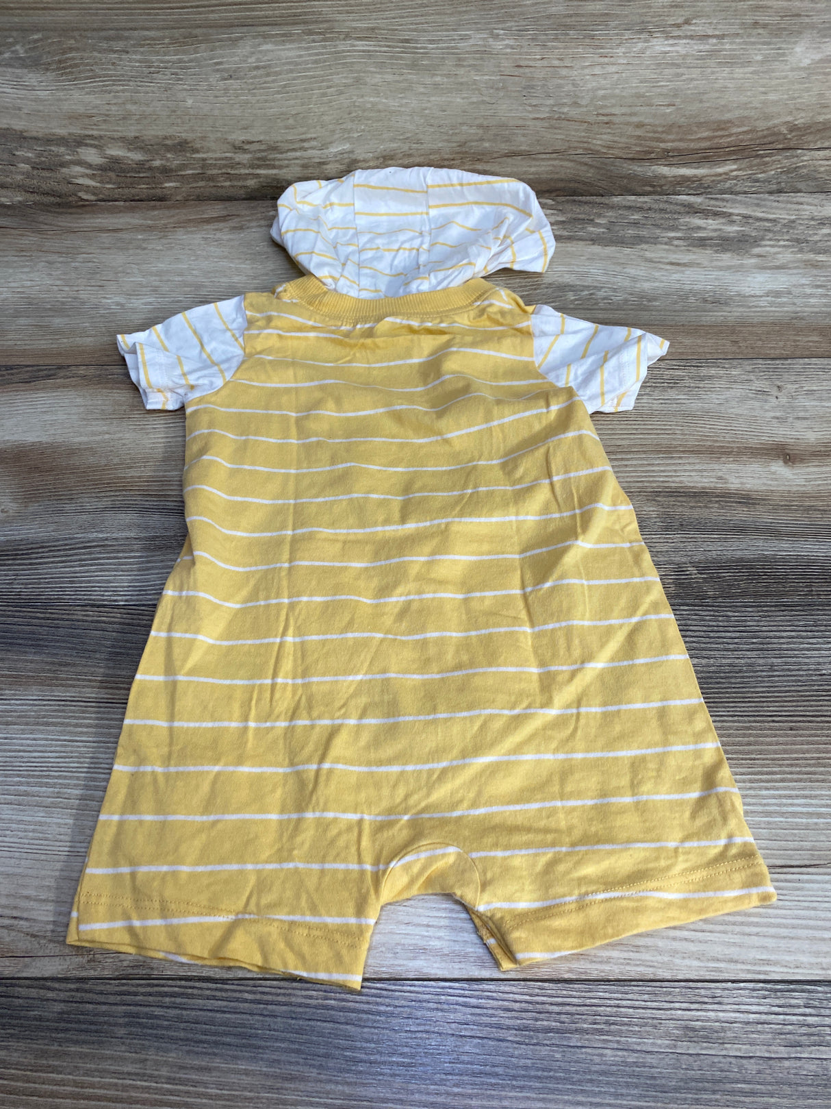 Carter's Striped Hooded Shortie Romper Yellow sz 18m