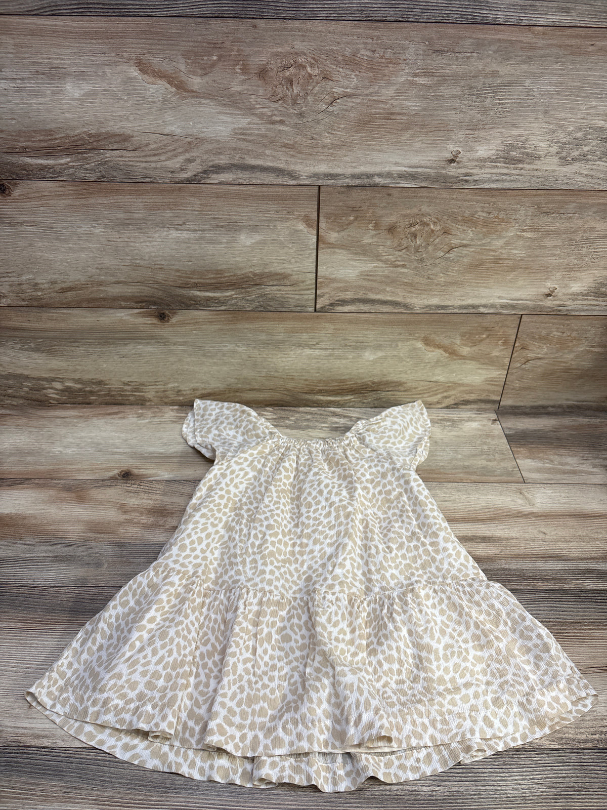 Baby Gap Leopard Print Flutter Sleeve Dress Tan sz 4T