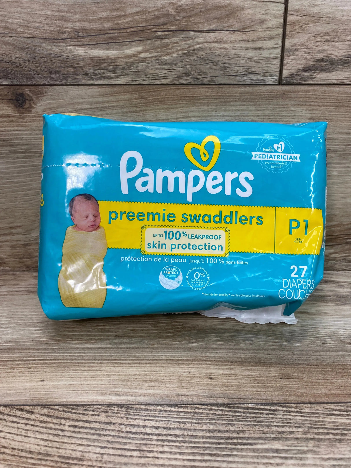 NEW Pampers Preemie Swaddlers 27Ct. P1 <6lbs