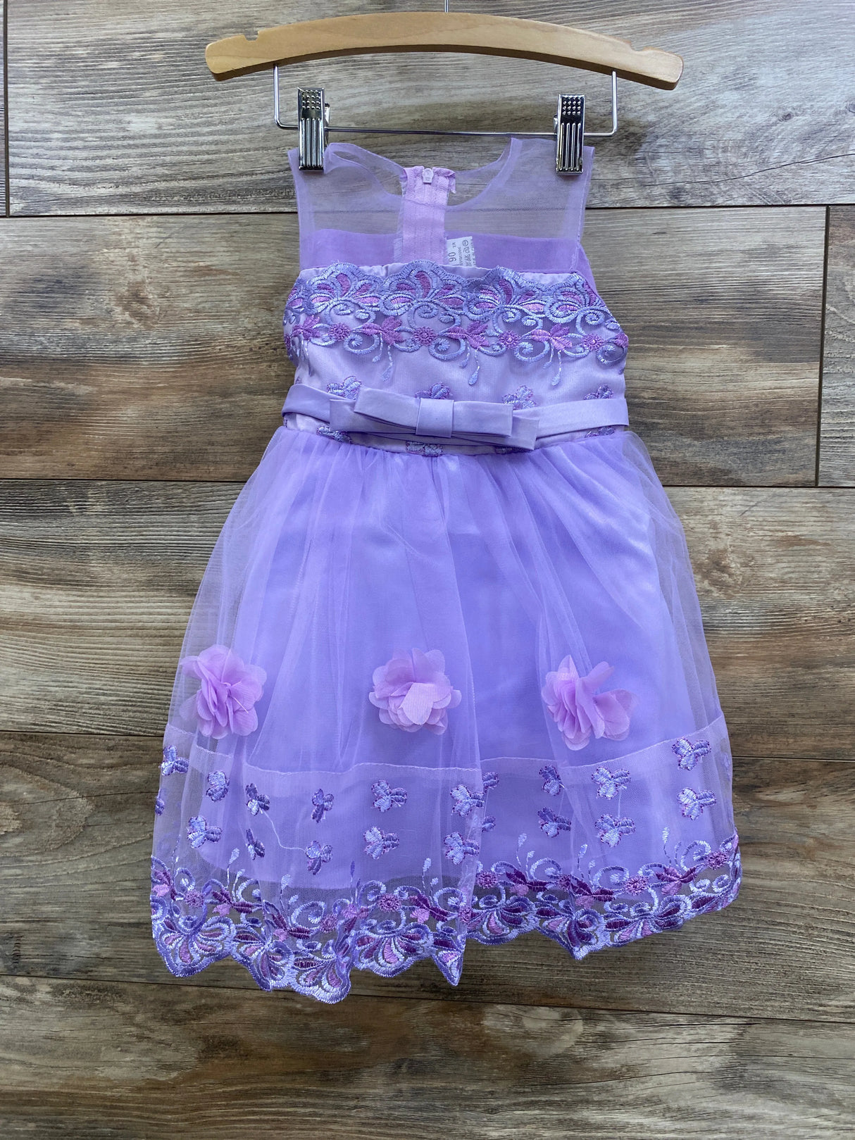 Floral Embroidered Mesh Dress Purple sz 12-18m
