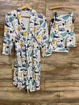 FYMNSI 4pc Maternity Robe and Baby Receiving Blanket Robe and Swaddle Set sz L/XL