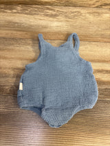 Rabbit + Bear Organic Waffle Knit Bubble Romper Blue sz Newborn