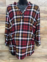 Feathers Maternity Plaid Flannel Pink sz Medium