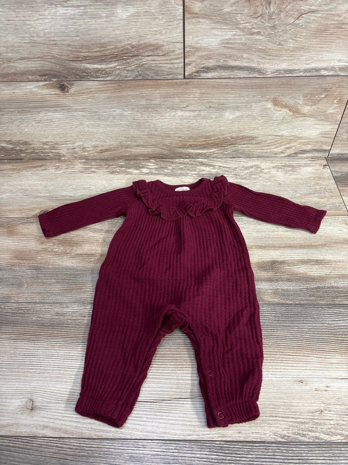 Cat & Jack Waffle Knit Coverall Burgundy sz 0-3m