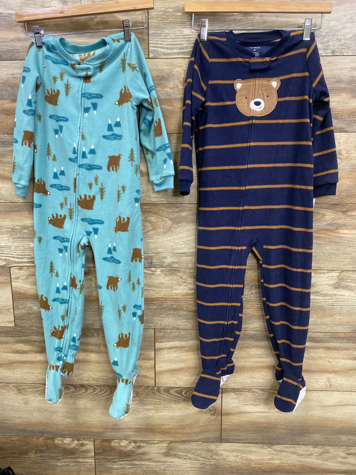 NEW Just One You 2pk Bear Blanket Sleepers Navy/Blue sz 5T