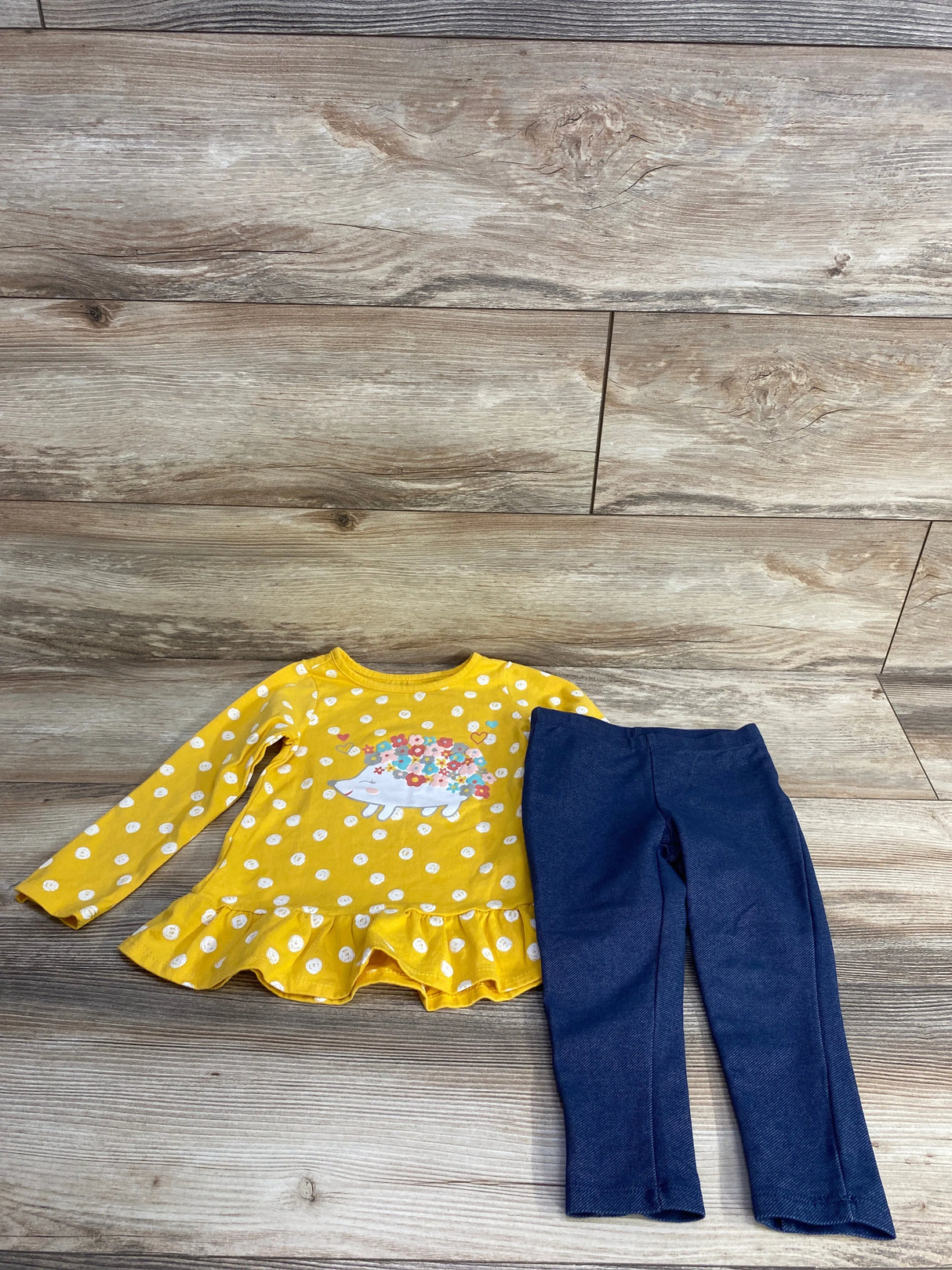 Kids Headquarters 2pc Peplum Shirt & Leggings Yellow sz 3T - Me n Mommy To Be