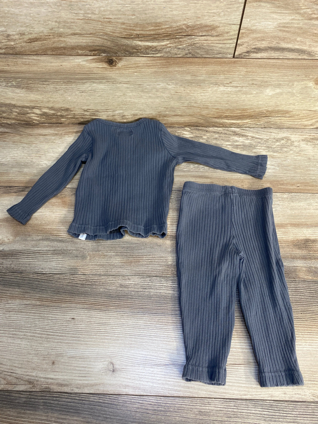 Little Planet Organic 2pc Ribbed Henley Knit Shirt & Bottoms Set Grey sz 9m